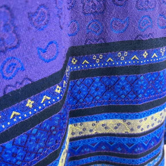 Vintage Chico's Womens ARTSY Woven Jacket Sz 2 L Blue Purple WESTERN Vibes - Picture 13 of 14